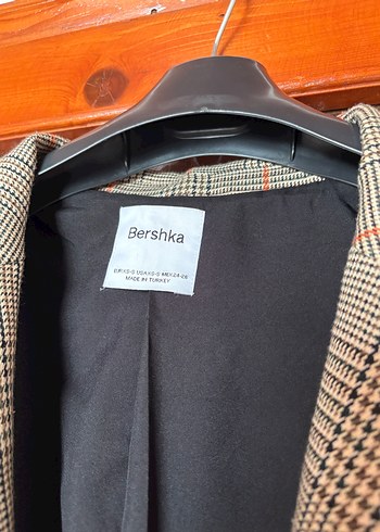 Ekose Desenli Kahverengi Kadın Blazer Ceket - Görsel 4