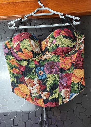 Çiçek Desenli Straplez Mini Bustiyer - Görsel 2