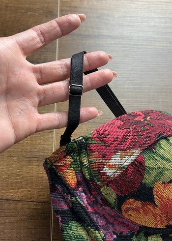 Çiçek Desenli Straplez Mini Bustiyer - Görsel 8