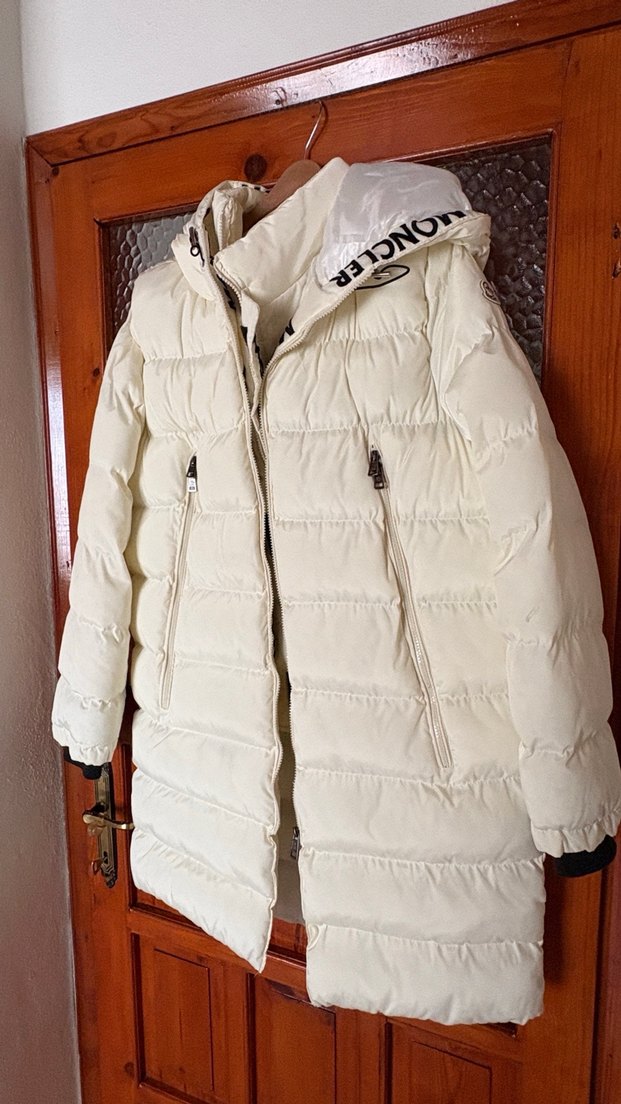 Beyaz Fermuarlı Uzun  Erkek  Kışlık Mont - Görsel 3