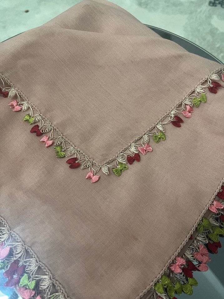 Dantel Detaylı Pudra Pembe Kadın yazma iğne oyası - Görsel 3