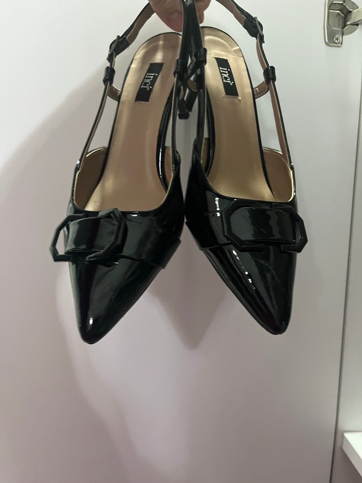 Siyah Rugan Tokalı Stiletto Kadın Ayakkabı - Görsel 2