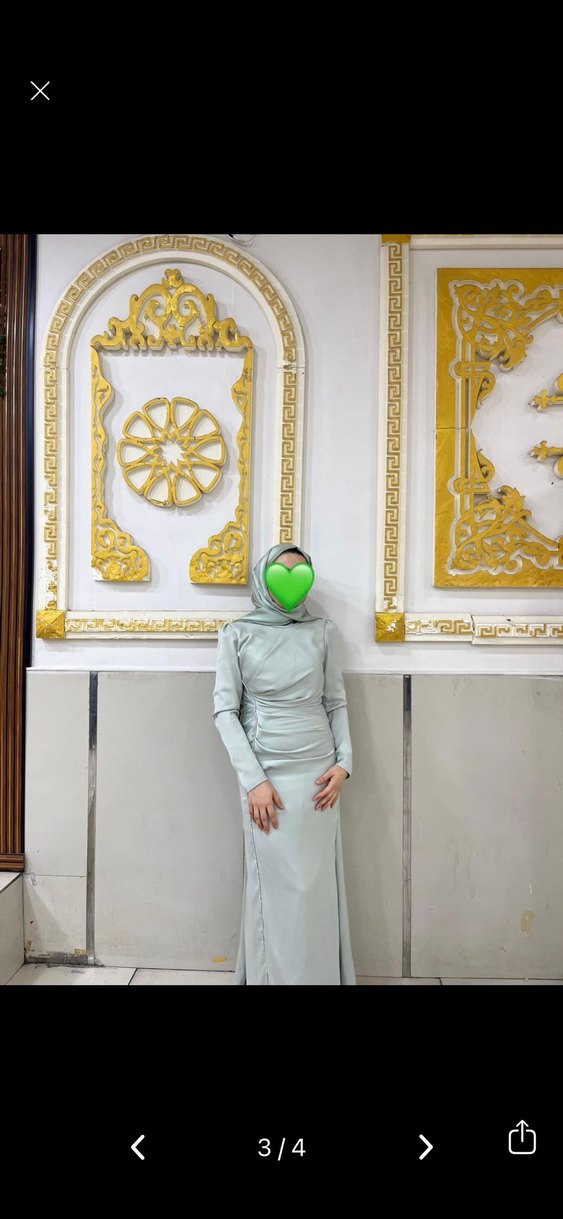 Yeşil Drapeli Uzun Abiye Elbise - Görsel 2