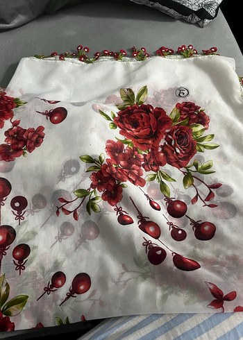 Çiçek Desenli Çok Renkli Bohem Kadın yazma 2 adet - Görsel 2