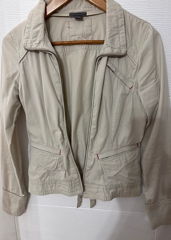 Bej Keten, Fermuarlı, Uzun Kollu Kadın Ceket Armani Exchange