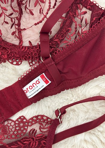 Diğer Bordo Nakışlı Bohem Bralet takım 80 beden