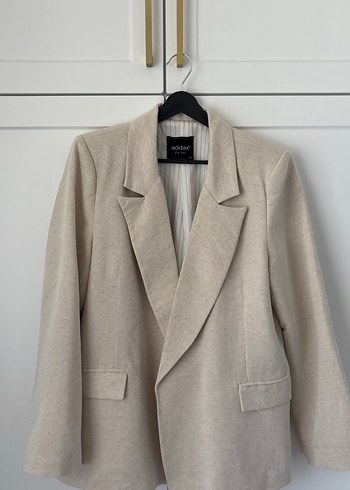 Bej Keten Kadın Blazer Ceket