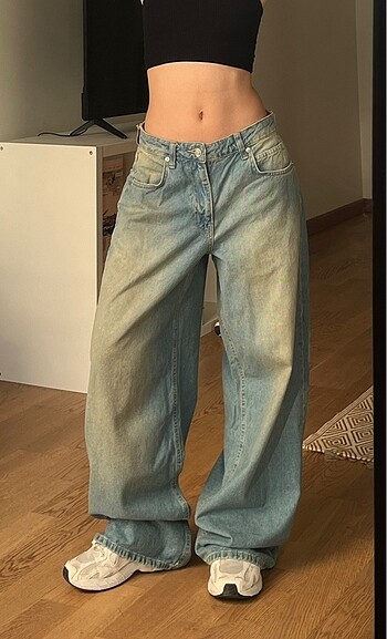 Soluk Efektli 0 Pamuklu Baggy Jean