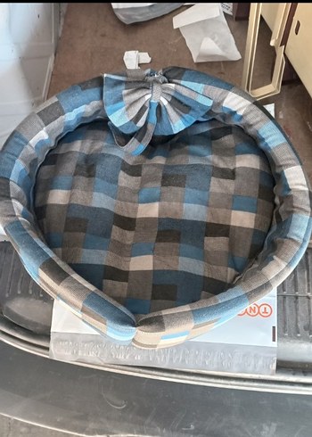 Gri Ekose Desenli kedi  köpek yatağı - Görsel 2