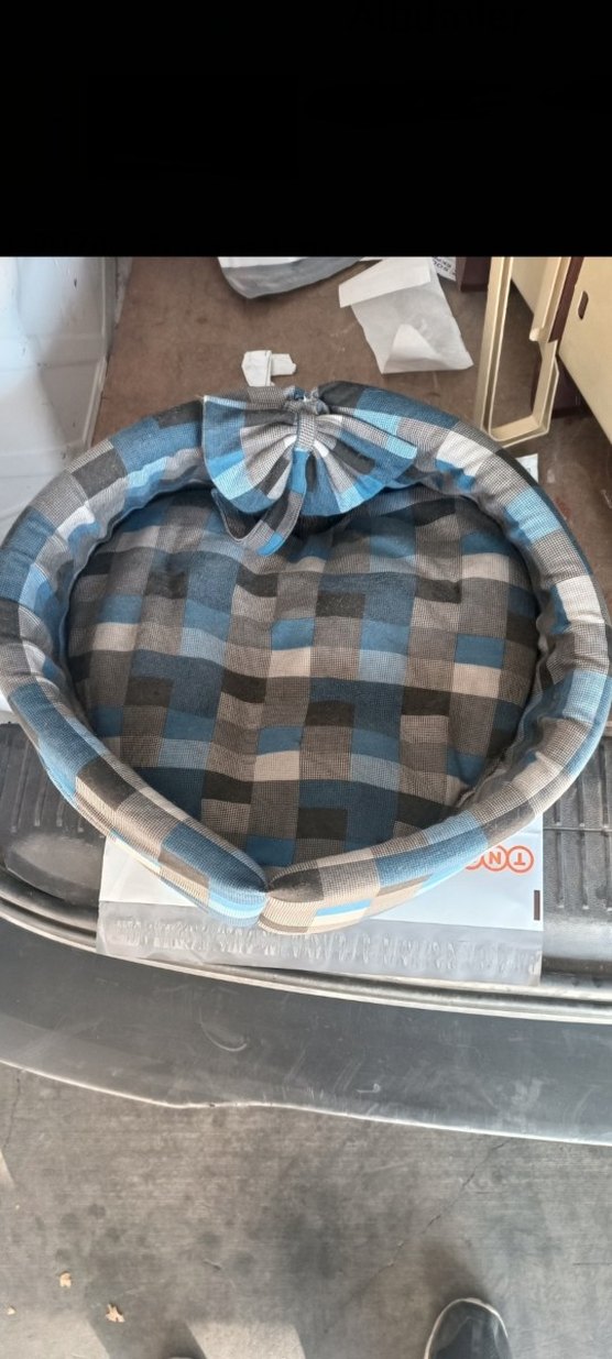 Gri Ekose Desenli kedi  köpek yatağı - Görsel 2