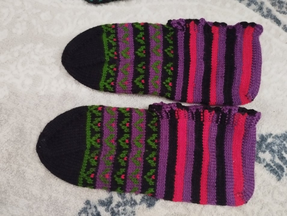 Kız Çocuk Çok Renkli Örgü Çorap - Görsel 2