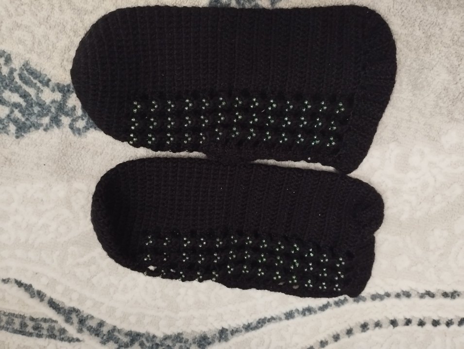 Siyah Örgü Kadın Ev Terliği - Görsel 2