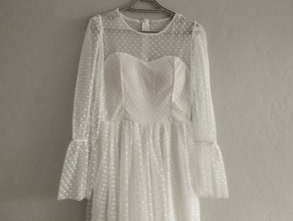 Dantel Detaylı Beyaz Uzun Kadın Elbise - Görsel 2