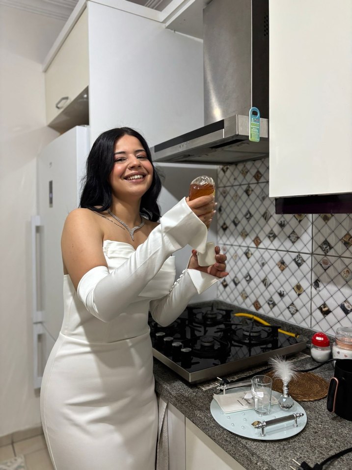 Beyaz Straplez Abiye Elbise - Görsel 2