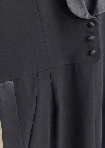 Düğmeli Siyah Uzun tulum - Görsel 7