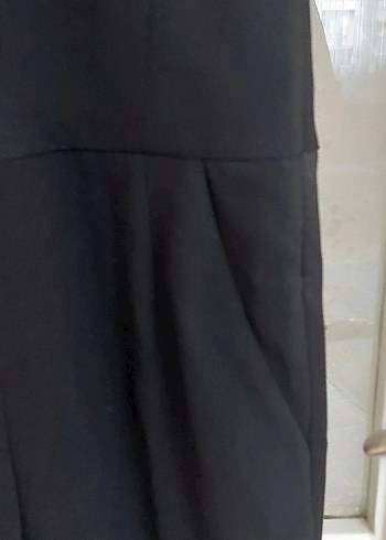 Düğmeli Siyah Uzun tulum - Görsel 6