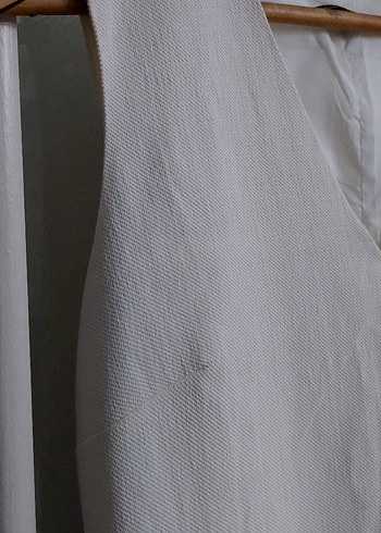 V Yaka Kolsuz beyaz elbise - Görsel 3