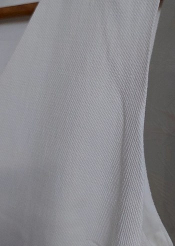 V Yaka Kolsuz beyaz elbise - Görsel 5