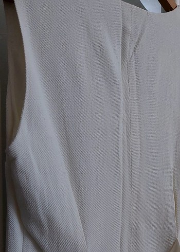 V Yaka Kolsuz beyaz elbise - Görsel 14