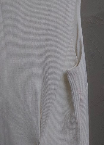 V Yaka Kolsuz beyaz elbise - Görsel 15