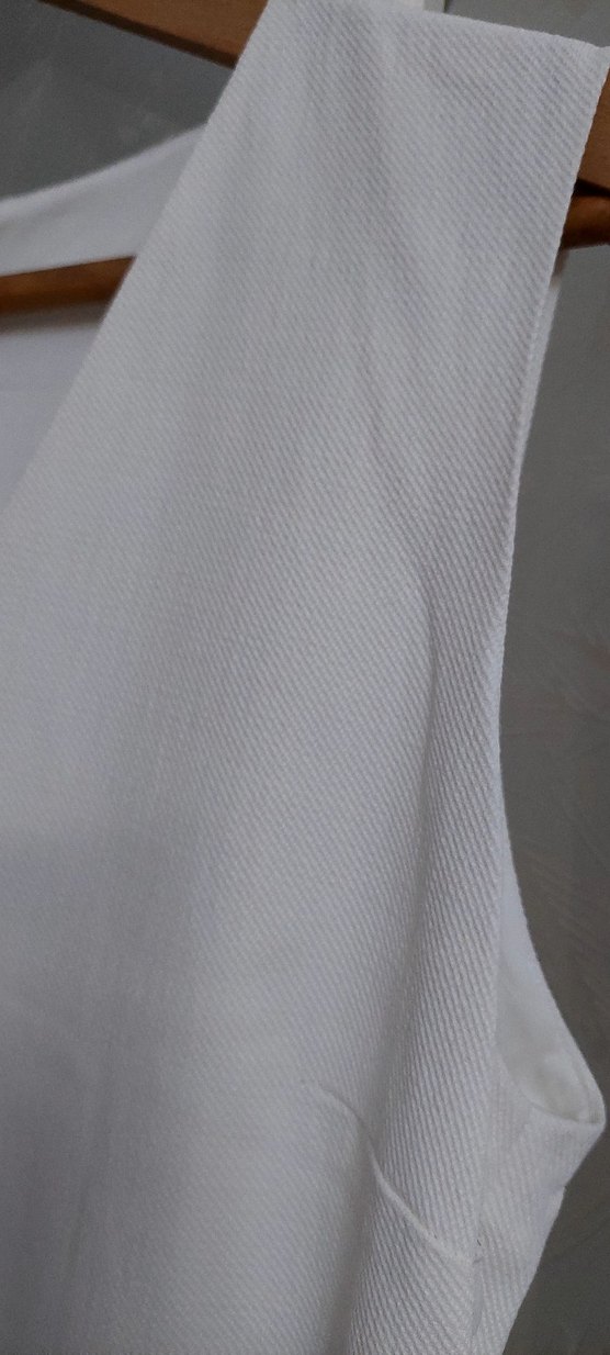 V Yaka Kolsuz beyaz elbise - Görsel 5