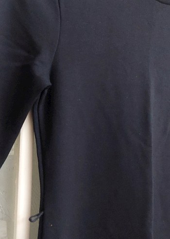 Siyah Yarım Kollu zara Midi kalın penye esnek Elbise - Görsel 2