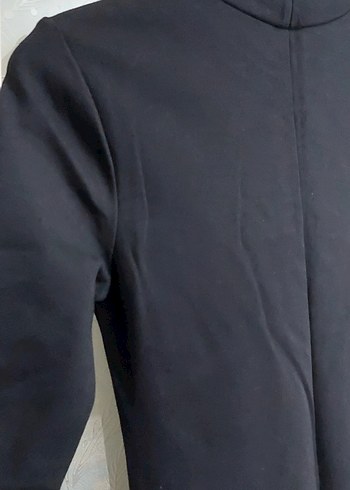 Siyah Yarım Kollu zara Midi kalın penye esnek Elbise - Görsel 4