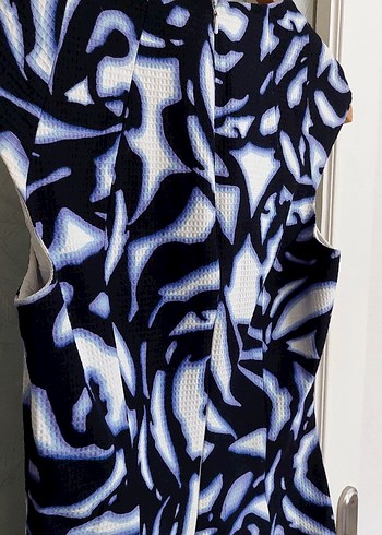 Mavi Batik Desenli Kadın Kalem Elbise - Görsel 8