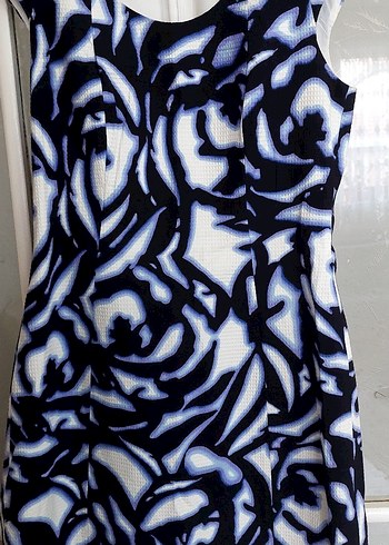 Mavi Batik Desenli Kadın Kalem Elbise - Görsel 5