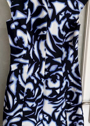 Mavi Batik Desenli Kadın Kalem Elbise - Görsel 7