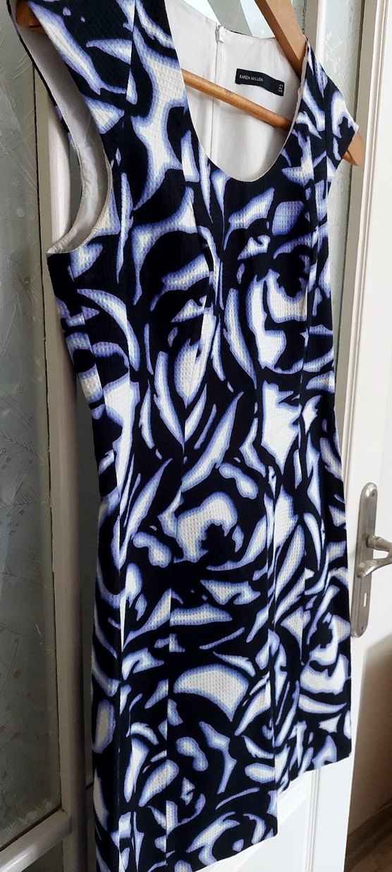 Mavi Batik Desenli Kadın Kalem Elbise - Görsel 3