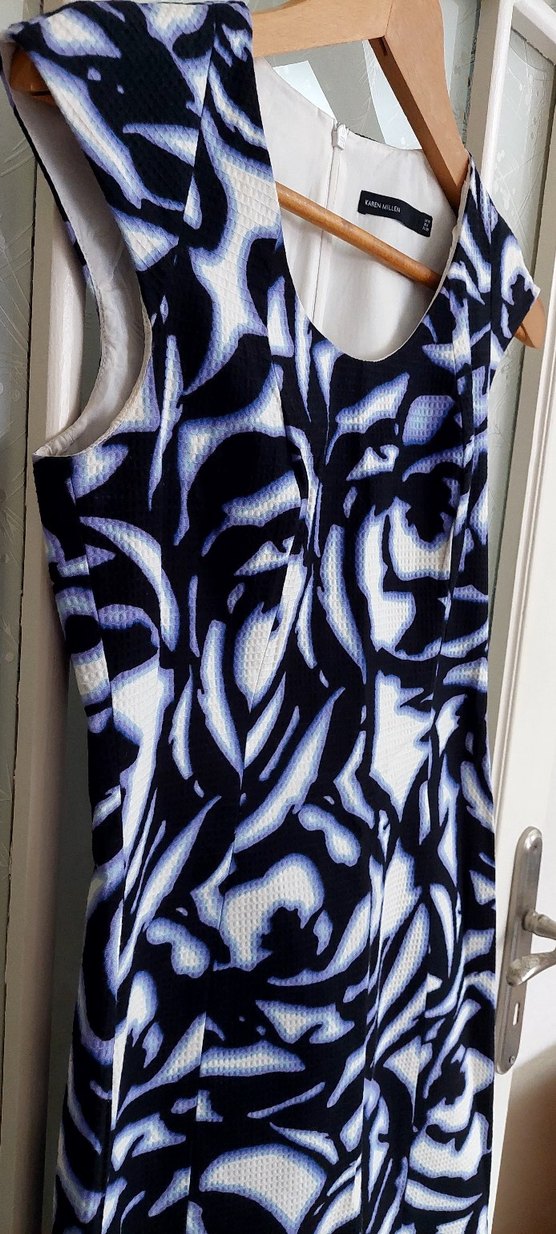 Mavi Batik Desenli Kadın Kalem Elbise - Görsel 2