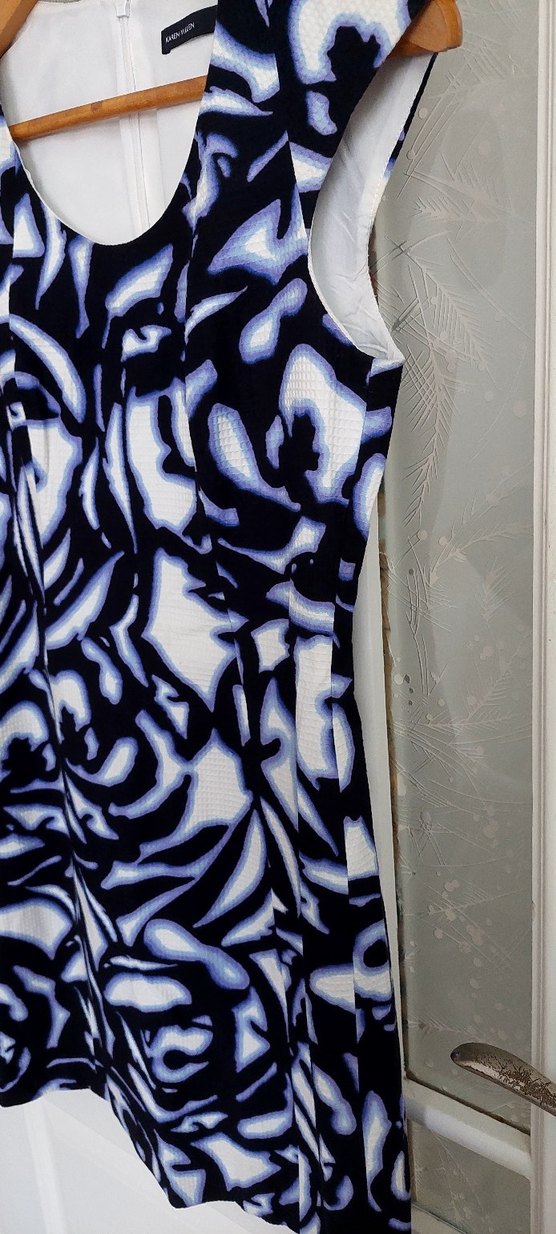 Mavi Batik Desenli Kadın Kalem Elbise - Görsel 4