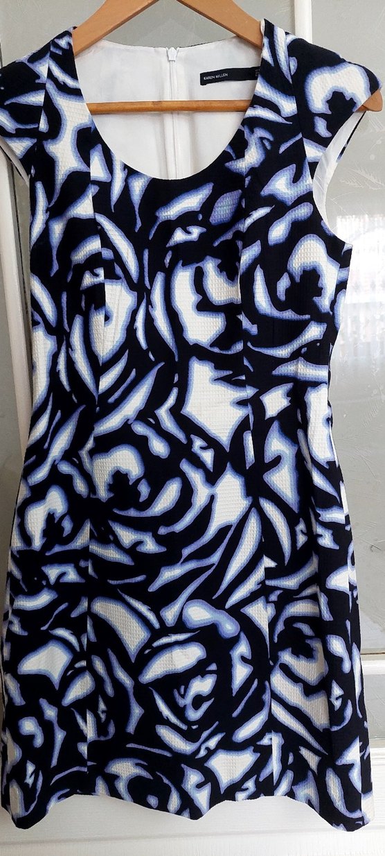 Mavi Batik Desenli Kadın Kalem Elbise - Görsel 5