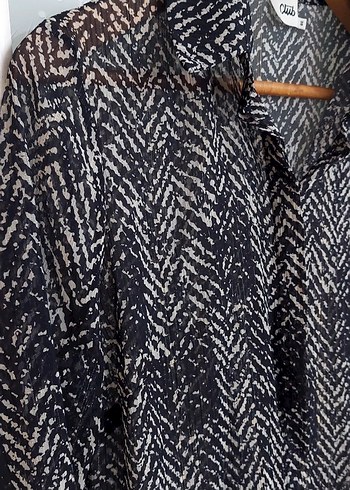 Bohem Gri Yılan Desenli V Yaka Tunik - Görsel 2