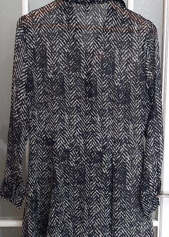 Bohem Gri Yılan Desenli V Yaka Tunik - Görsel 7