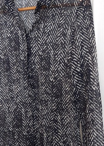 Bohem Gri Yılan Desenli V Yaka Tunik - Görsel 3