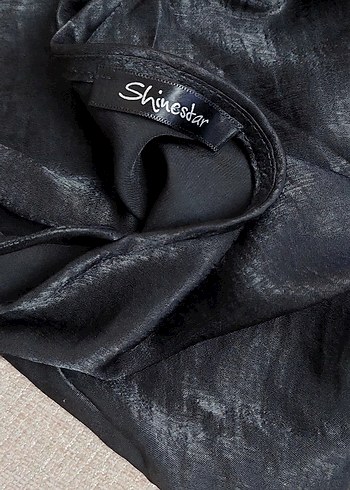 Kadın Siyah Uzun v yaka saten elbise - Görsel 8