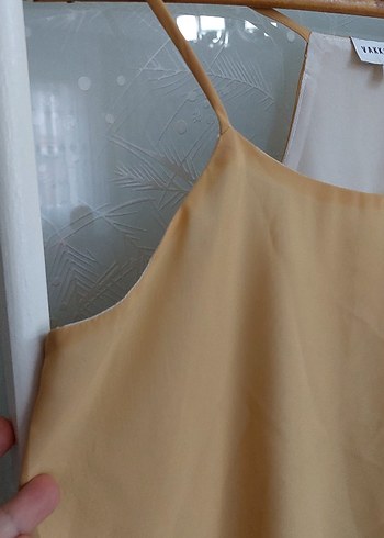 Bej Drapeli Askılı Kadın Bluz - Görsel 3