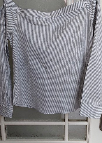 çizgili önden Düğmeli Uzun Kollu Bluz - Görsel 6