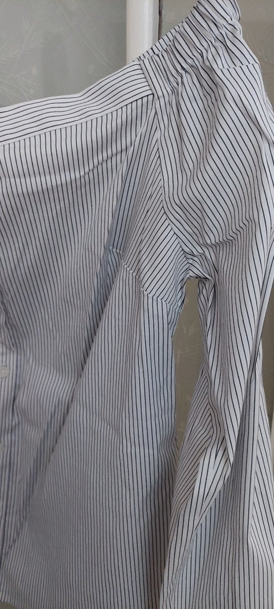 çizgili önden Düğmeli Uzun Kollu Bluz - Görsel 3