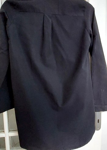 Siyah Kadın keten Gömlek - Görsel 7