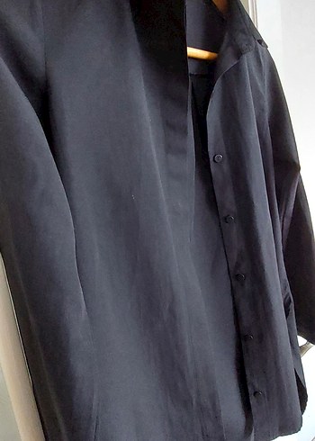 Siyah Kadın keten Gömlek - Görsel 5