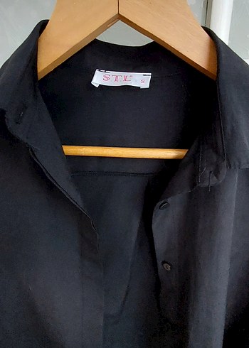 Siyah Kadın keten Gömlek - Görsel 6