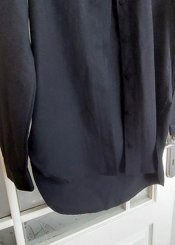 Siyah Kadın keten Gömlek - Görsel 2