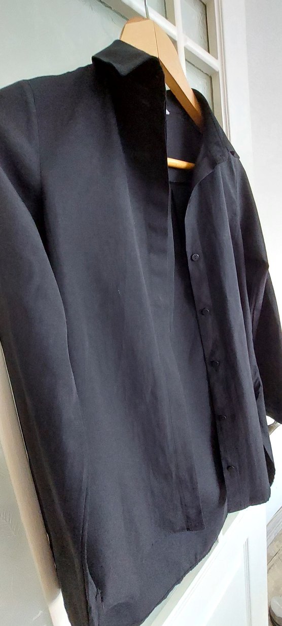 Siyah Kadın keten Gömlek - Görsel 5