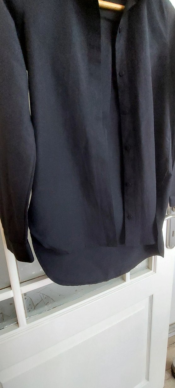 Siyah Kadın keten Gömlek - Görsel 2