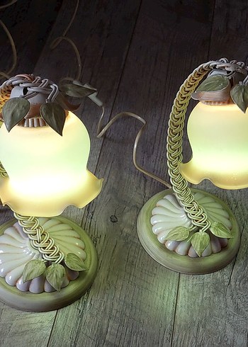 Bej Renkli Vintage Masa Lambası - Görsel 12