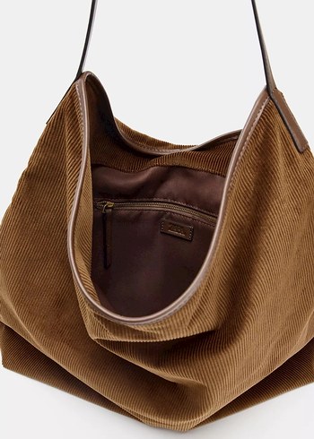 Zara FİTİLLİ KADİFE GÖRÜNÜMLÜ TOTE ÇANTA