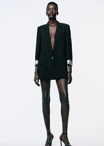 Siyah Mini Kadın Blazer Ceket